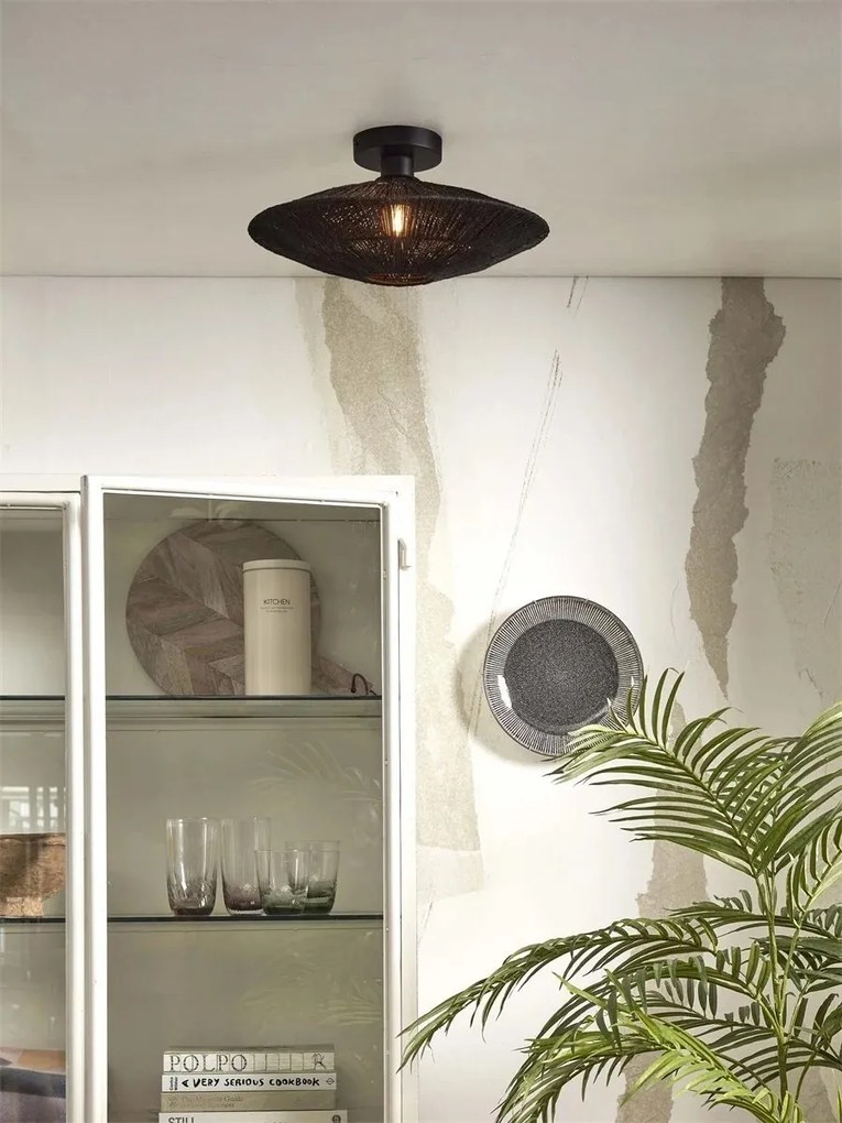 Plafoniera eco din iuta Iguazu S disc 40cm, negru