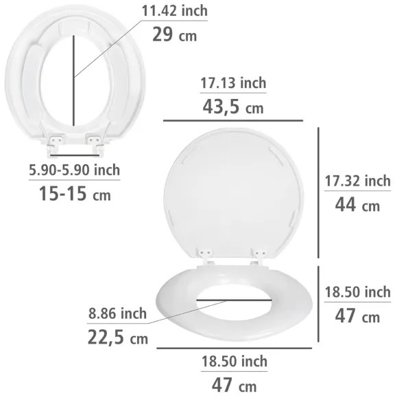 WENKO 25112100 - Capac WC TORINO 44 x 43,5 cm, alb