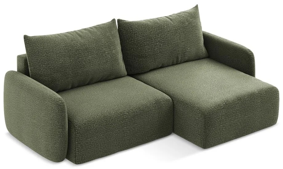 Colțar verde extensibil/cu spațiu de depozitare (cu colț pe partea dreaptă) Kalena – Makamii