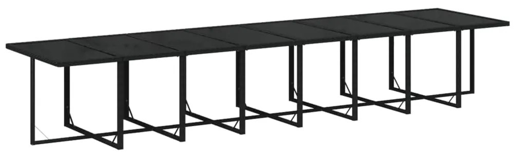 Set mobilier de gradina cu perne, 21 piese, negru, poliratan Negru, 20x fotoliu + masa, 1