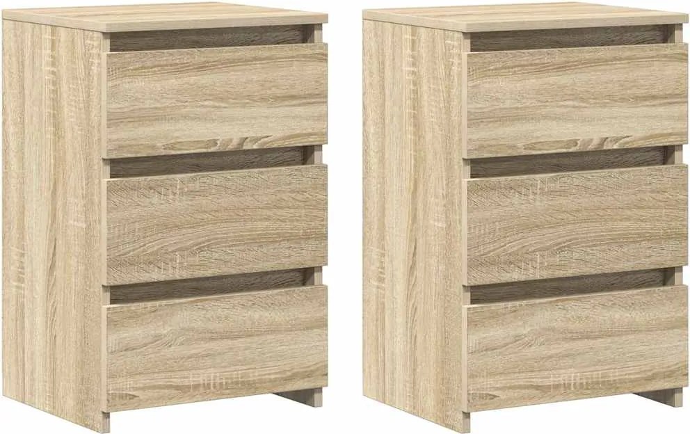 vidaXL Noptiere, 2 buc., stejar sonoma, 40x35x62,5 cm, lemn compozit