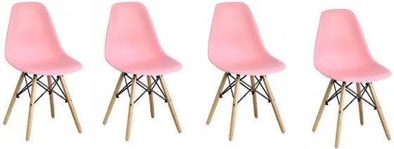 Set de scaune roz stil scandinav CLASSIC 3 + 1 GRATIS!