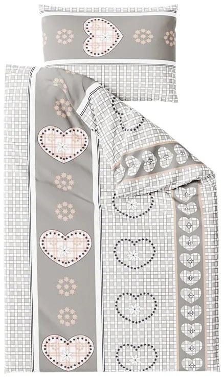 Lenjerie de pat din bumbac gri HEART RETRO Dimensiune lenjerie de pat: 70 x 90 cm | 140 x 200 cm