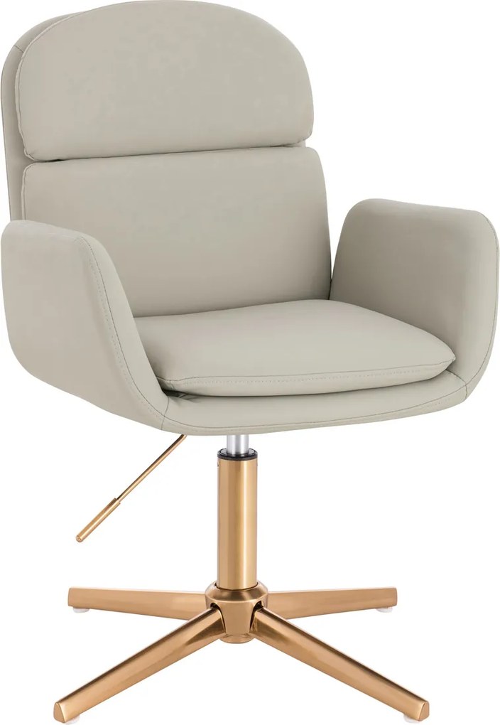 HR480CROSS Scaun Ecru Piele Ecologica Premium Soft cu Bază Aurie