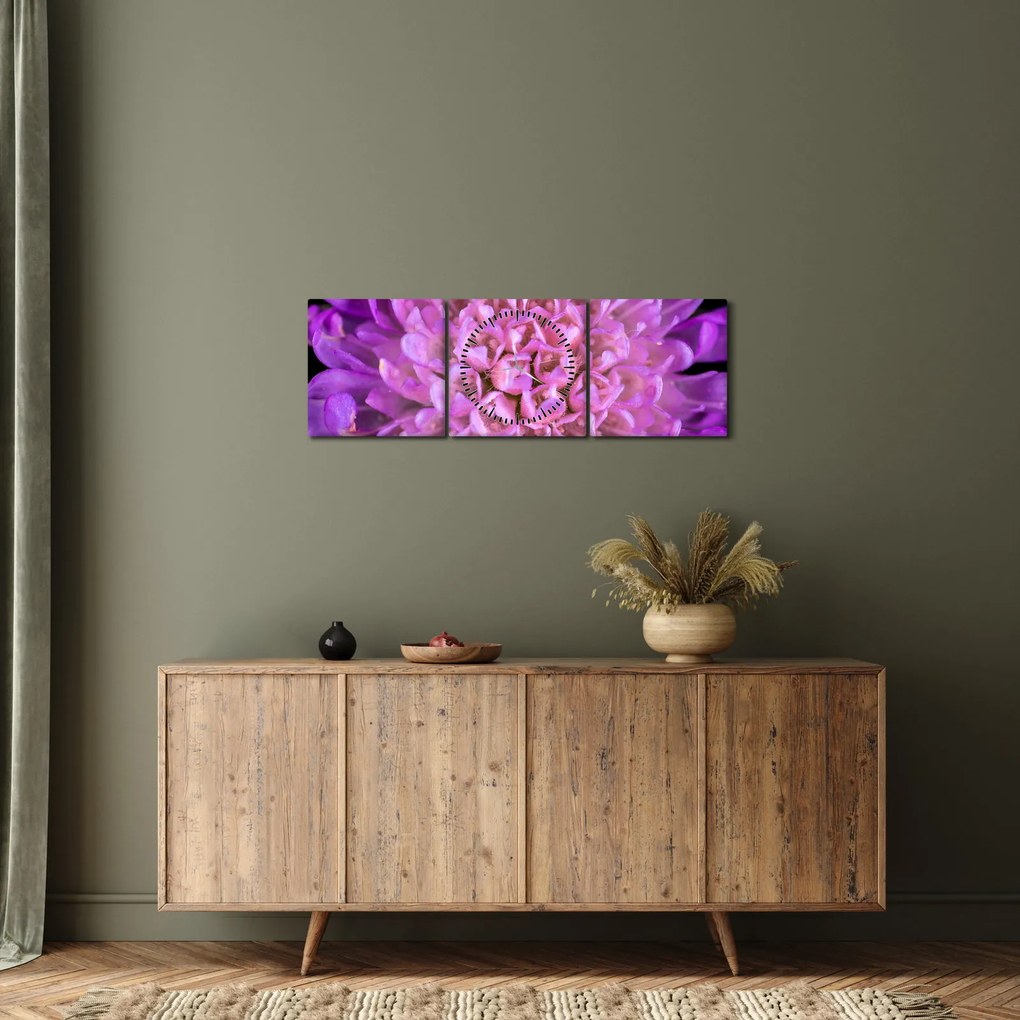 Tablou detailat cu floare (cu ceas) (90x30 cm)