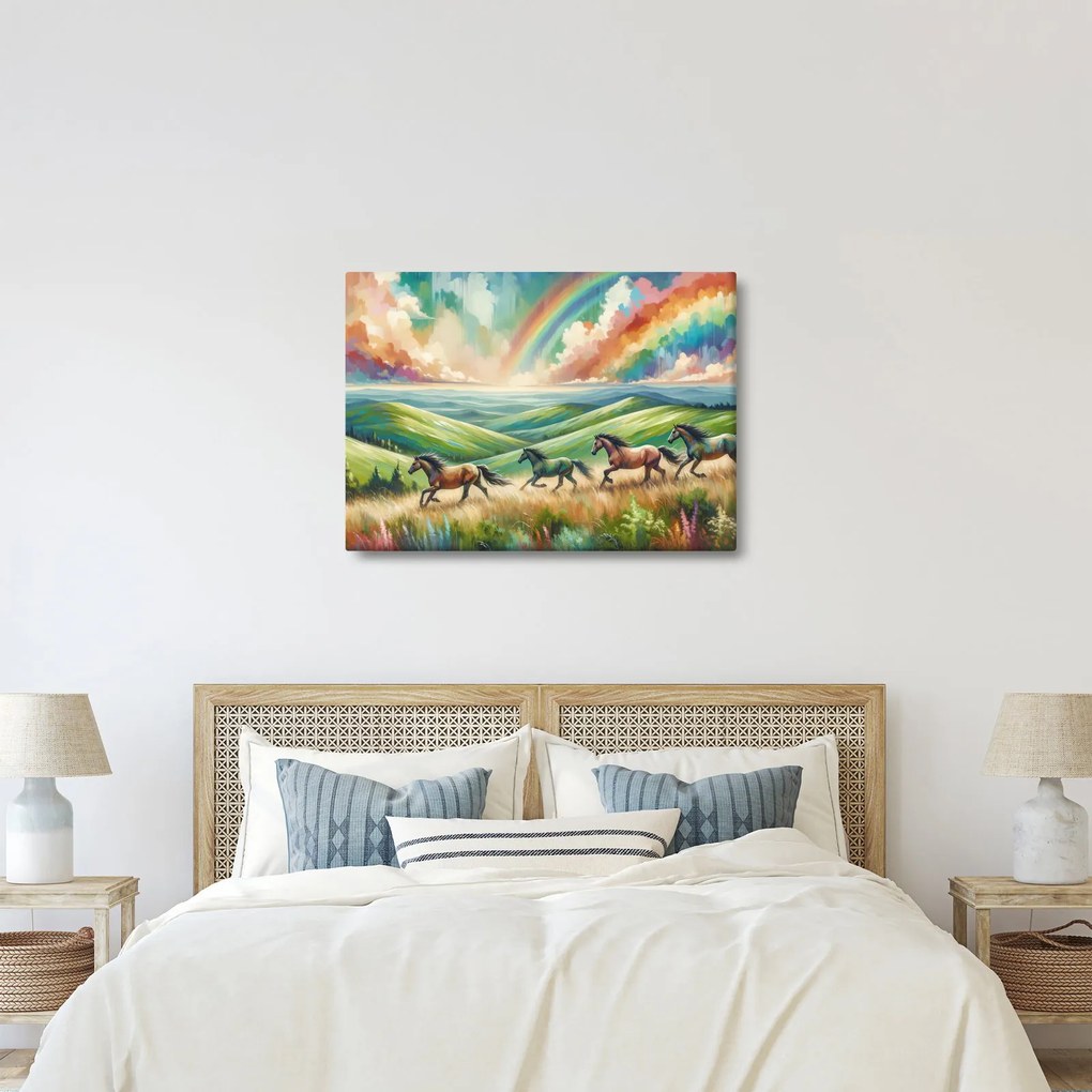 Tablou – Cai galopând prin peisaj (70x50 cm)