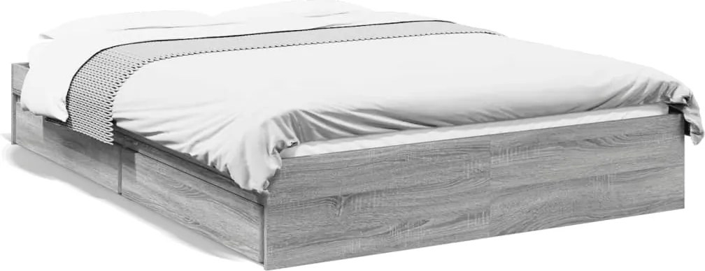 vidaXL Cadru de pat cu sertare gri sonoma 140x200 cm lemn prelucrat