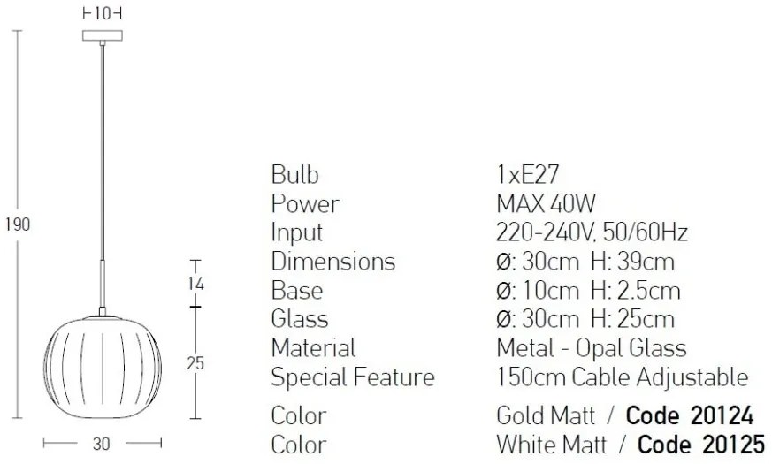 Pendul design modern Ioric alb