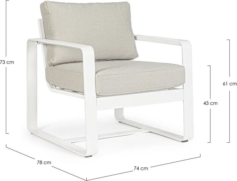 Fotoliu de grădină alb din metal Merrigan – Bizzotto