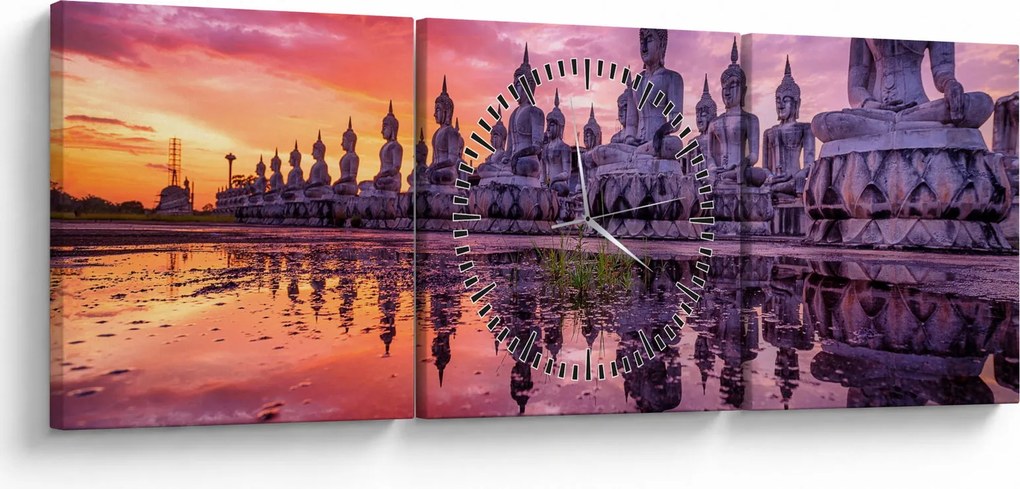 Tablou - Buddha la apus (cu ceas) (90x30 cm)