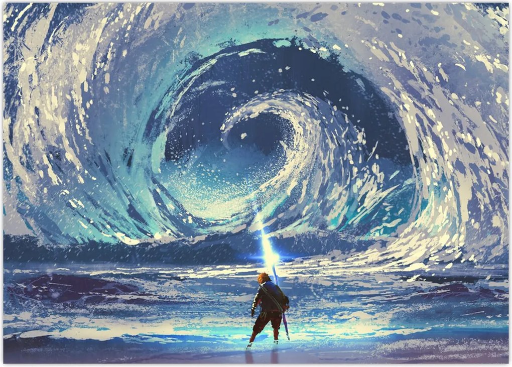 Tablou - Ilustrație a unui băiat cu o suliță (70x50 cm)