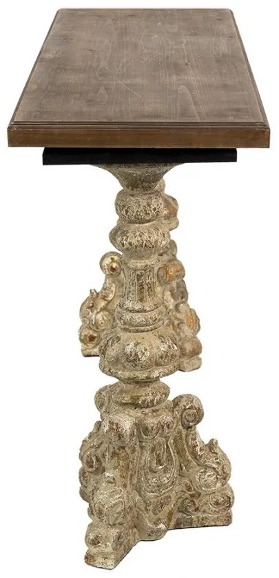 Consola natur cu accente aurii, aspect vintage, Roccaire