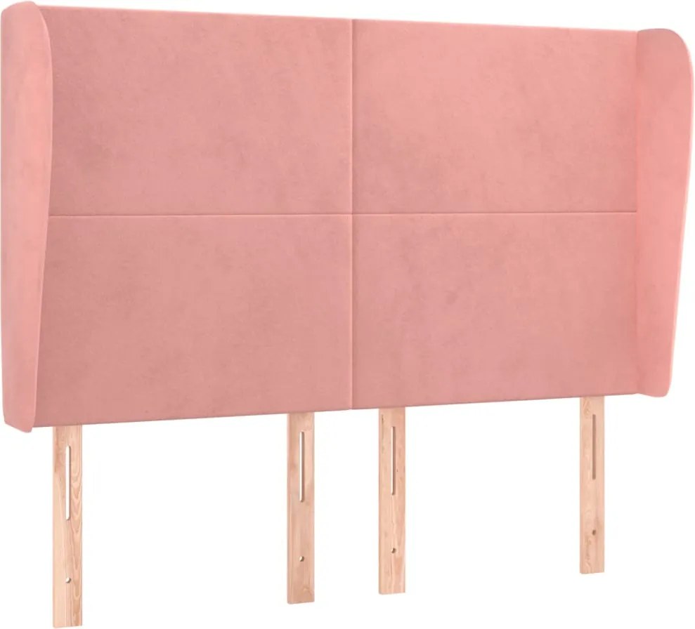 vidaXL Tăblie de pat cu aripioare, roz, 147x23x118/128 cm, catifea