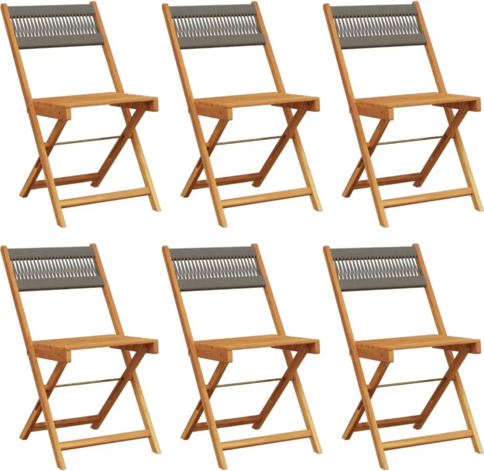 vidaXL Scaune de grădină pliabile, 6 buc., gri, lemn masiv acacia