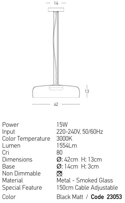 Lustra design modern LED DECO negru/ fumuriu
