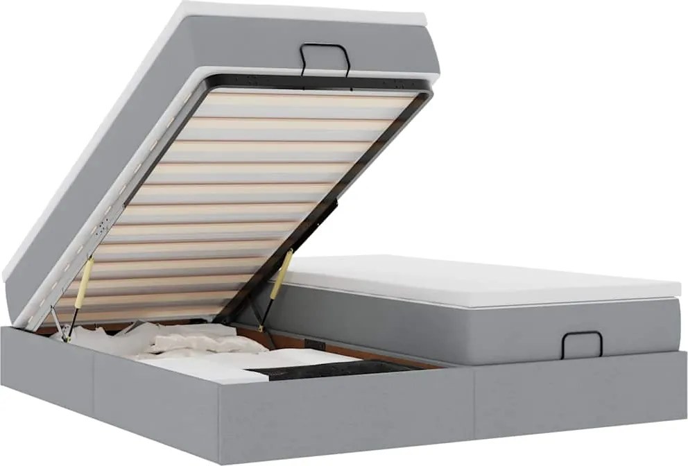 vidaXL Cadru de pat otoman cu saltele Gri deschis 180x200cm Material
