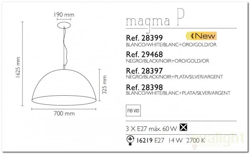 Pendul modern XL diametru 70cm Magma P 29468