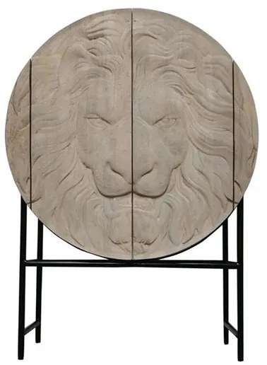 Bufet Elegant din Lemn de Mango, Albit, LION 140cm 3D
