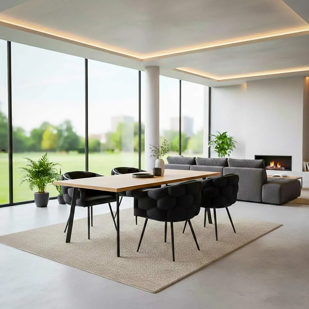 Scaune living moderne din catifea cu picioare metalice BUC 256 negru