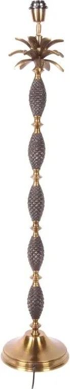 Bază pentru lampă de masă din aluminiu, auriu, cu trunchi de palmier și coroană de frunze, finisaj antichizat, 95 x 20 cm, „Palmeraie”