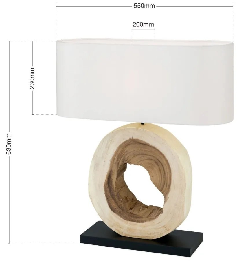 Veioza/Lampa de masa lemn stil rustic NATHAN