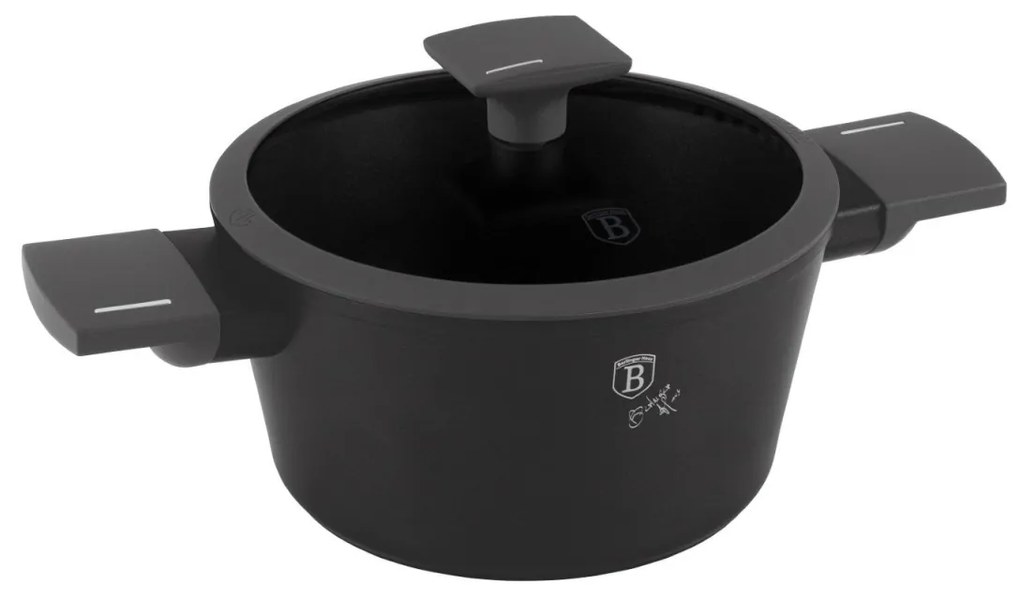 Oală cu capac 20 cm, 2.5L – Berlinger Haus BH8130, Anthracite Collection, elegantă, rezistentă, potrivită pentru toate plitele