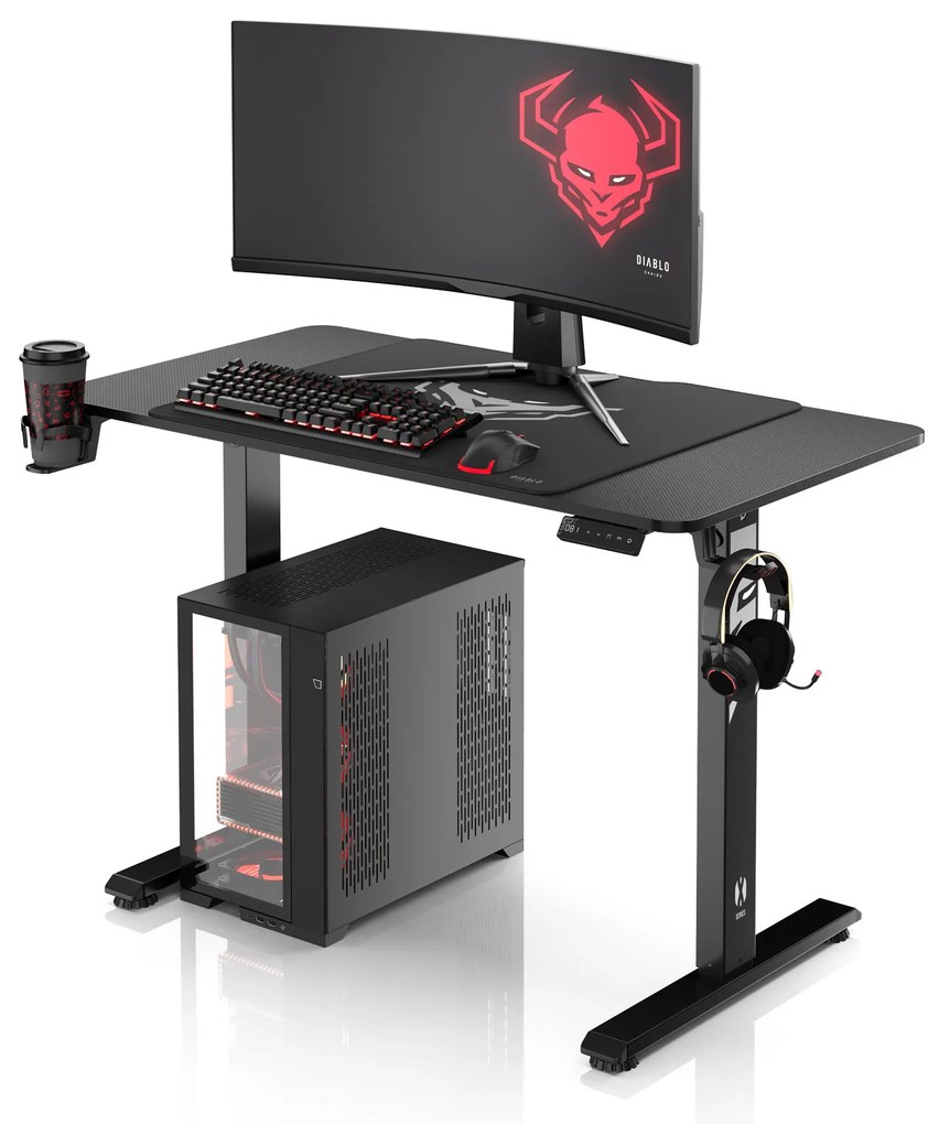 Birou reglabil pe înălțime Diablo X-Tensio 1100 negru