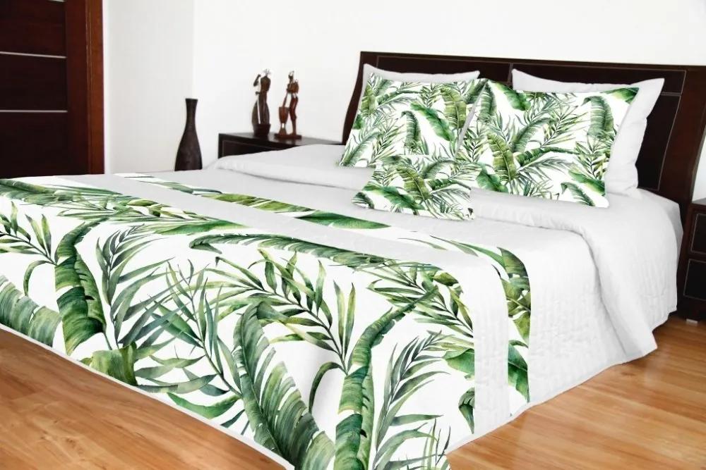 Cuvertură albă pentru pat dublu cu model natural Lăţime: 170 cm | Lungime: 210 cm