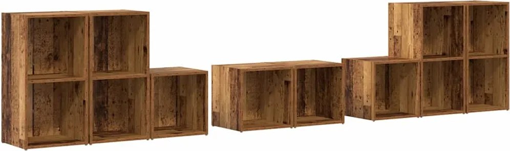vidaXL Set dulap TV Pe perete 8 pcs Lemn Vechi Lemn compozit