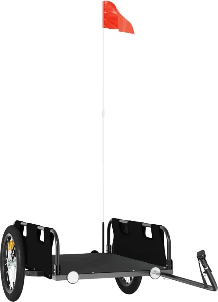 vidaXL Remorcă de bicicletă, negru, textil oxford și fier