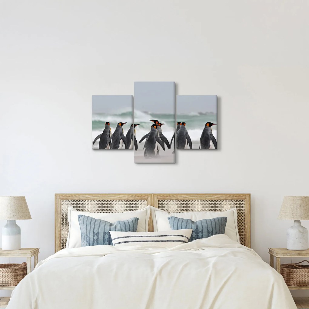 Tablou pinguini în ocean (90x60 cm)