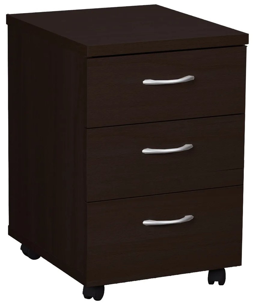 Comoda birou rollbox, cu 3 sertare, PAL Wenge, 40x45x62 cm