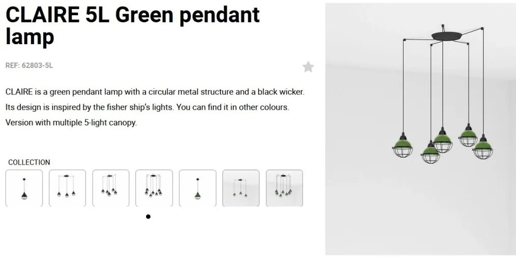 Lustra cu 5 Pendule design industrial Claire verde