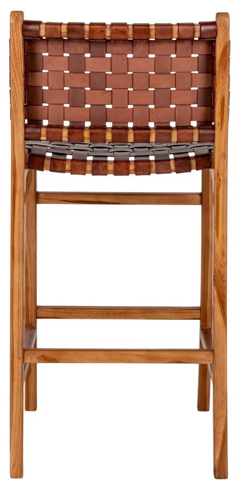 Taburet de bar Perugia, piele, maro, picioare din tec