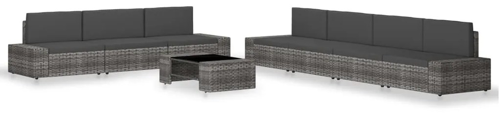 vidaXL Set mobilier de grădină, 8 piese, gri, poliratan