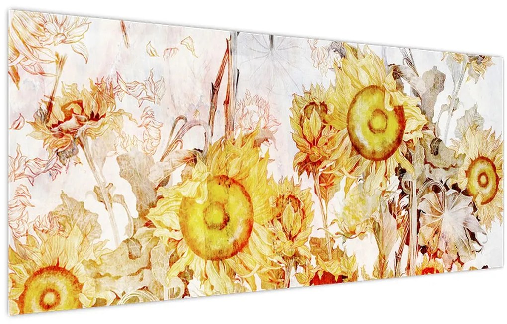 Tablou - Floarea-soarelui,pictură (120x50 cm)