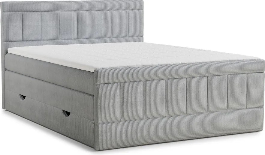 Pat boxspring gri cu spațiu de depozitare 160x200 cm Caya – Maison de Rêve