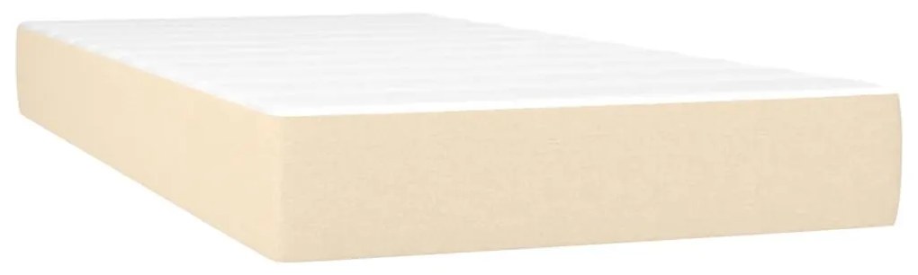 Pat box spring cu saltea, crem, 90x200 cm, textil Crem, 90 x 200 cm, Benzi orizontale