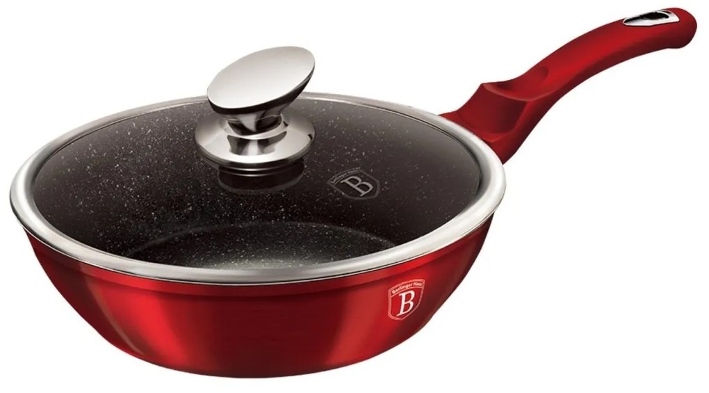 RESIGILAT - Tigaie marmorata cu capac 24 cm Burgundy Metalic Line Berlinger Haus BH 1259N