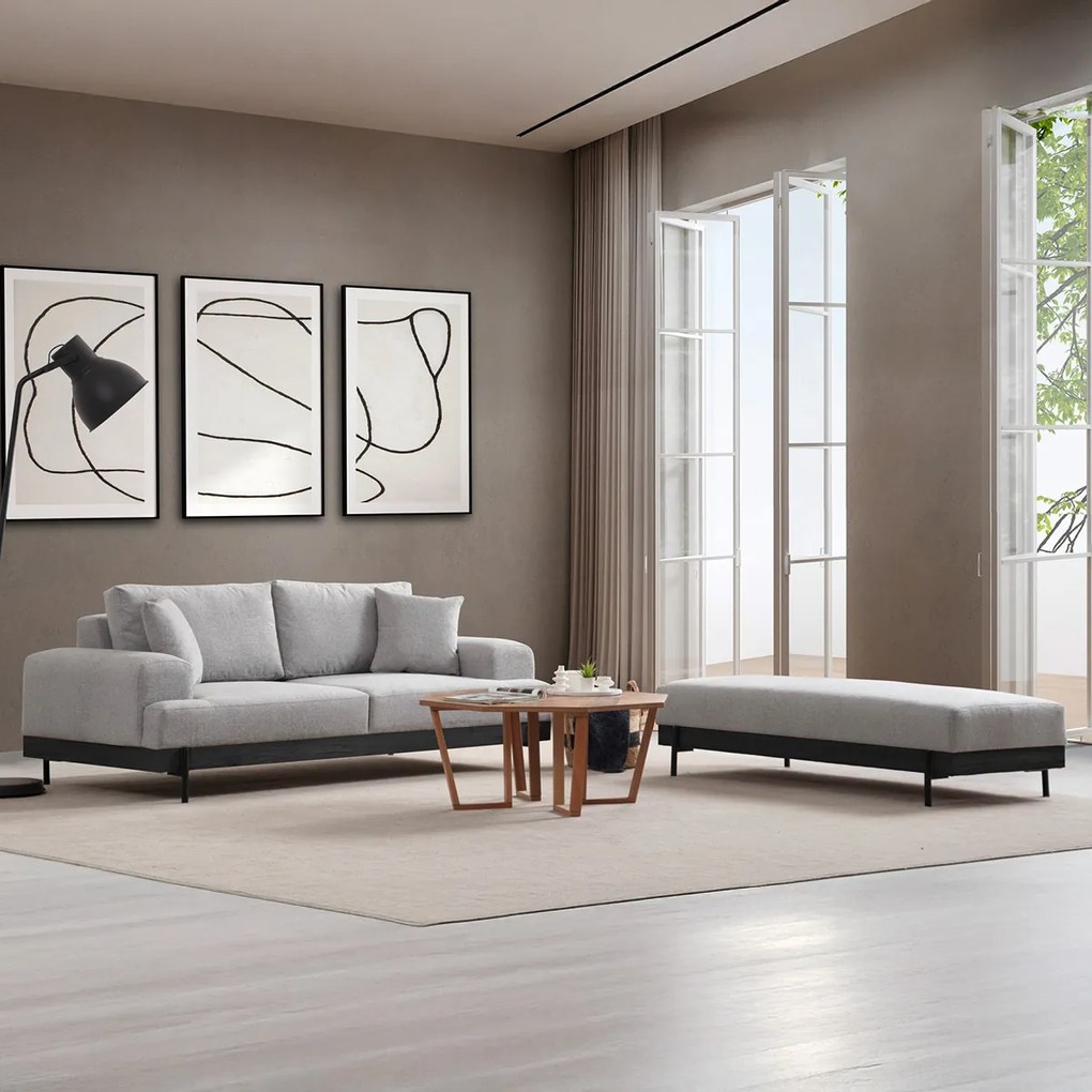 Taburet Eti negru Pouffe gri