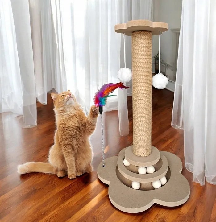Zgariator pentru pisici cu bile LUNTRIS, inaltime 43 cm