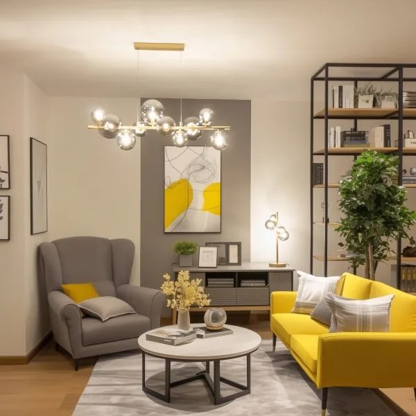 Lustră LED pe cablu Brilagi MILLA 10xG9/3W/230V auriu/fumuriu