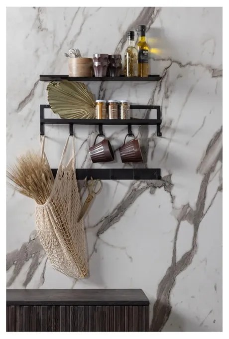 Cuier de perete negru cu raft din metal Quinn – WOOOD