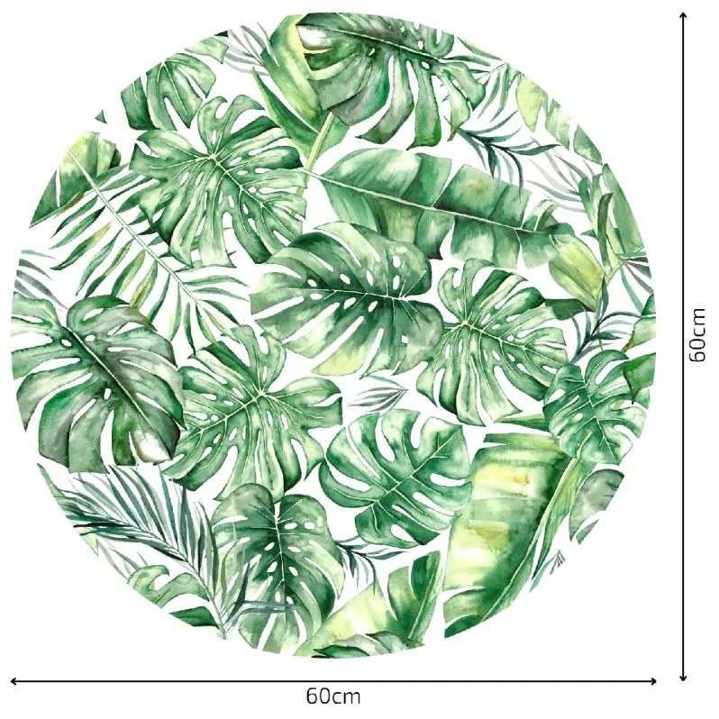PIPPER. Autocolant circular de perete „Frunze tropicale” mărimea: 60cm