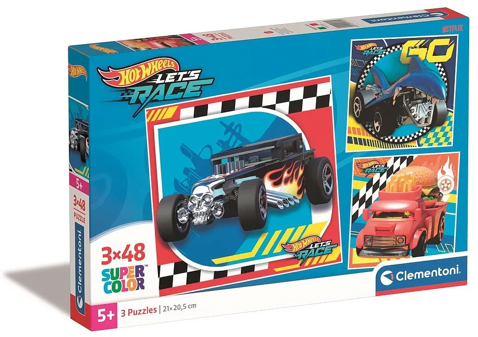 Hot Wheels Go Puzzle de 3x48 piese Clementoni