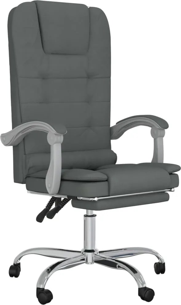 vidaXL Fotoliu de birou rabatabil cu masaj, gri închis, textil