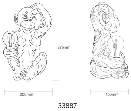 Corp de iluminat LED solar Globo 33887 LED/0,02W/3V IP44 maimuță