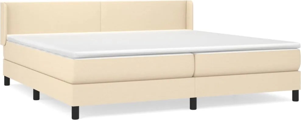 vidaXL Pat box spring cu saltea, crem, 200x200 cm, textil