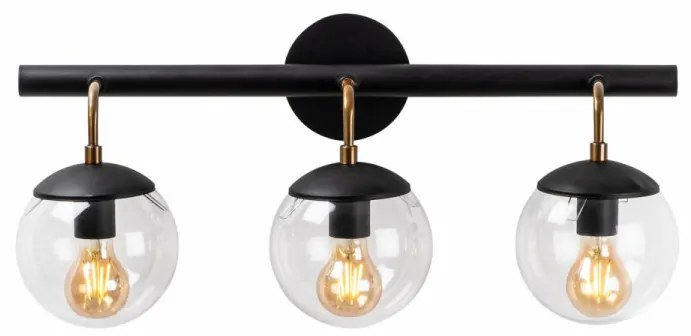 Aplica de perete cu 3 Becuri Gondol - 3032, Soclu E27, Max. 40W, Culoare Negru