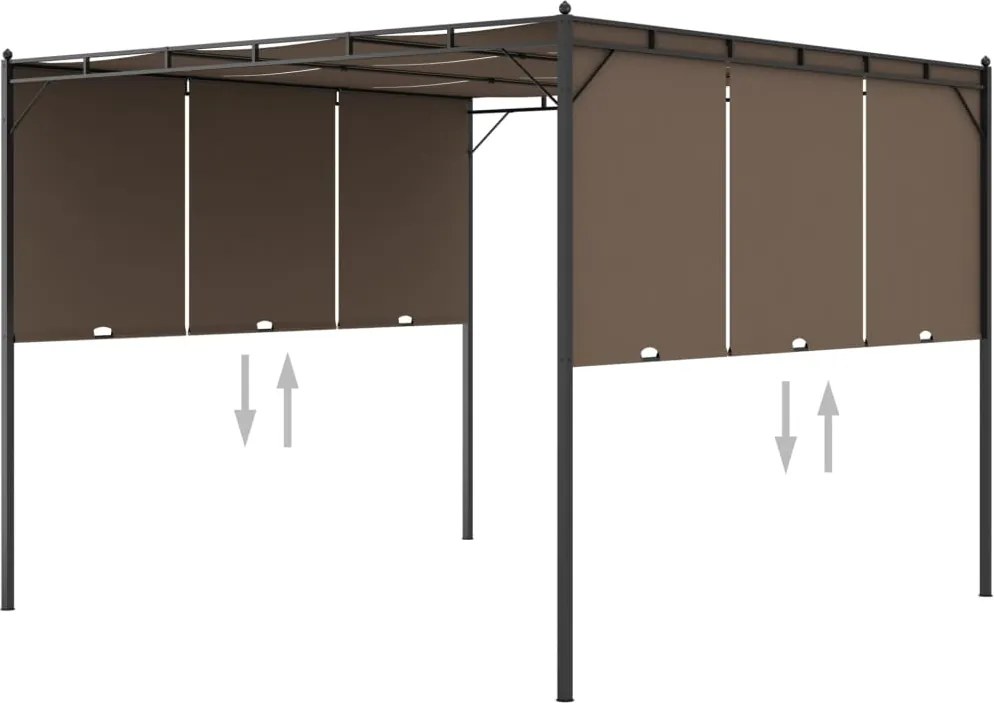 vidaXL Pavilion de grădină cu perdea laterală, gri taupe, 3x3x2,25 m